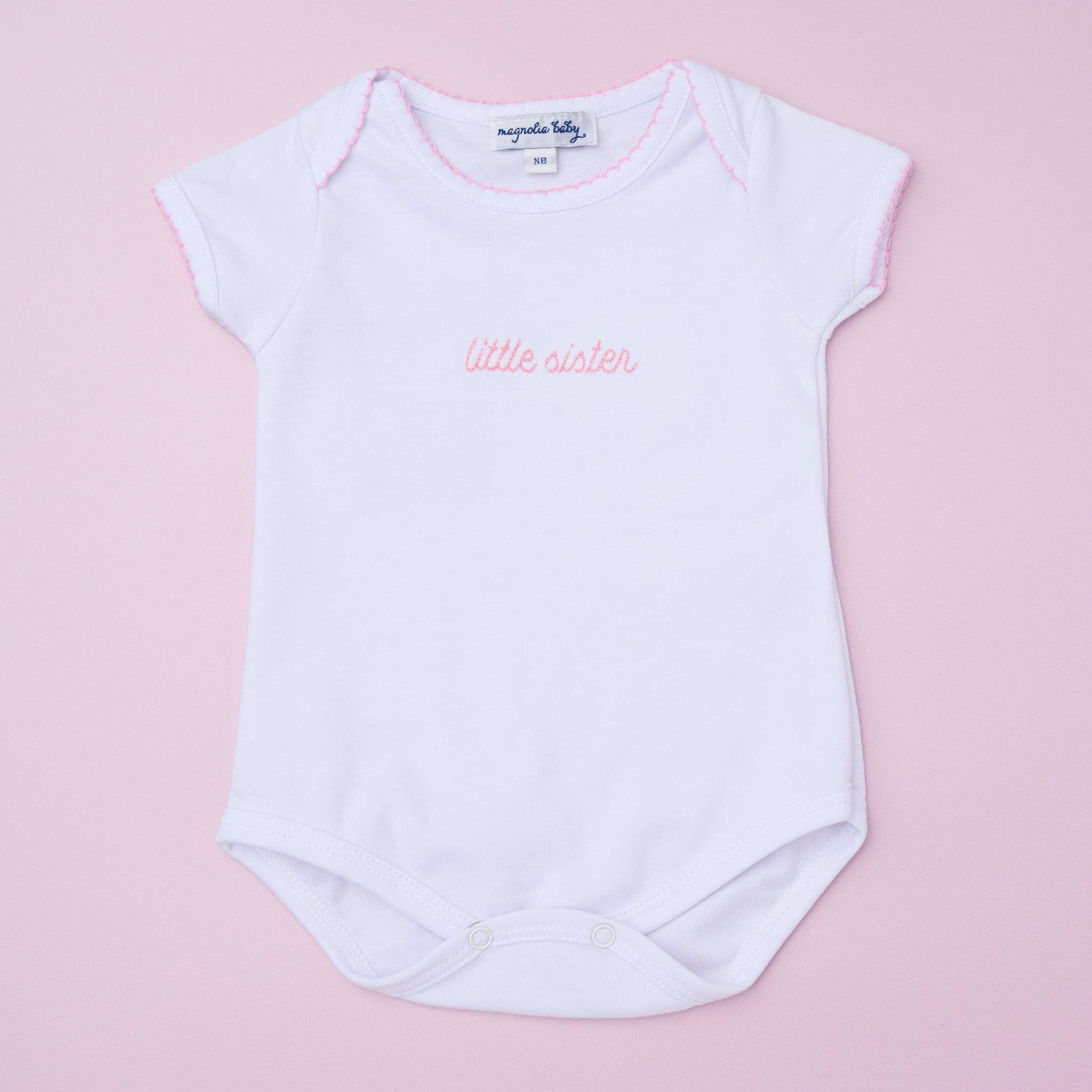 Little Sister Embroidered Short Sleeve Bodysuit | Persnickety