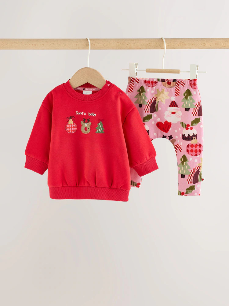 Red Christmas Character Baby Sweat Top And Leggings Set 2 Piece (0mths-2yrs) | Next EU