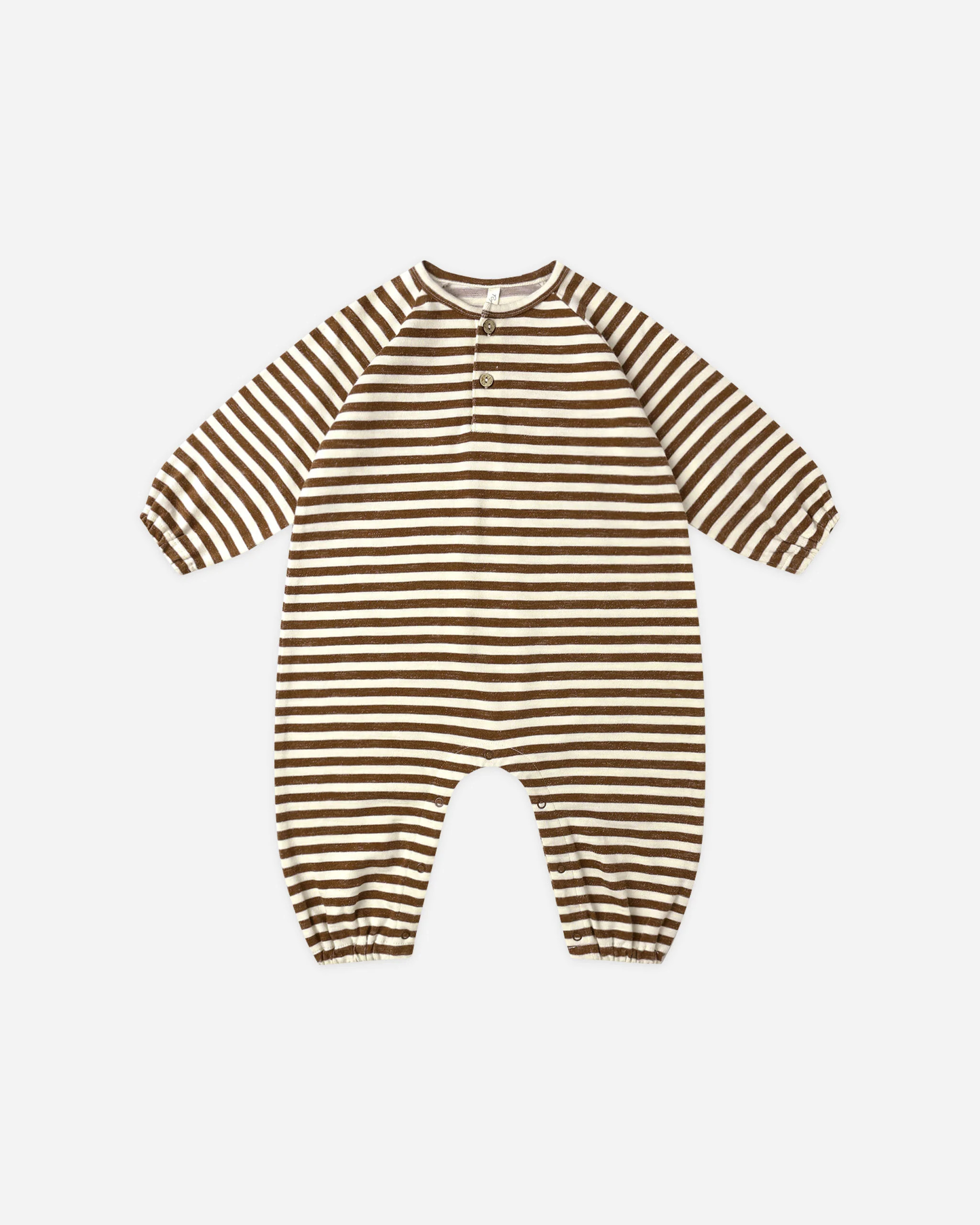 Henley Jumpsuit || Brown Stripe | Rylee + Cru