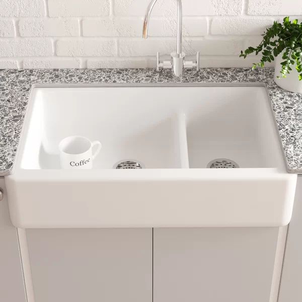 K-6427-0 Whitehaven Smart Divide 36" L x 22" W Farmhouse Double-Bowl Kitchen Sink with Tall Apron | Wayfair North America