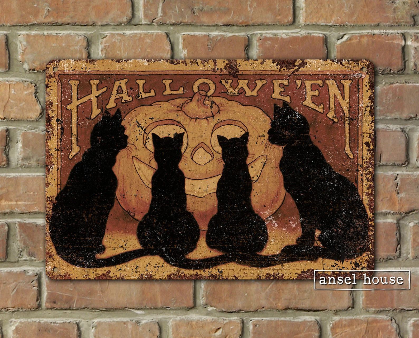 Primitive Halloween Decor Metal Sign Decoration Antique Rustic - Etsy | Etsy (US)