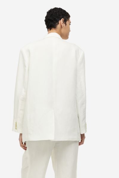 Oversized Linen-blend Jacket - White - Ladies | H&M US | H&M (US + CA)