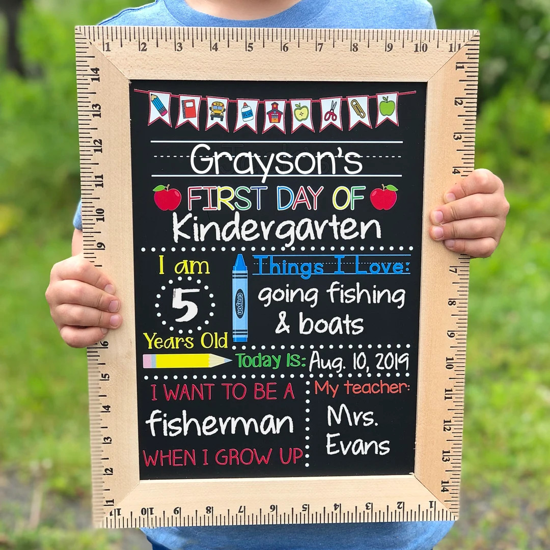 First Day of School Sign, First Day of Kindergarten Sign, 1st Day of Preschool, Back to School Ch... | Etsy (US)