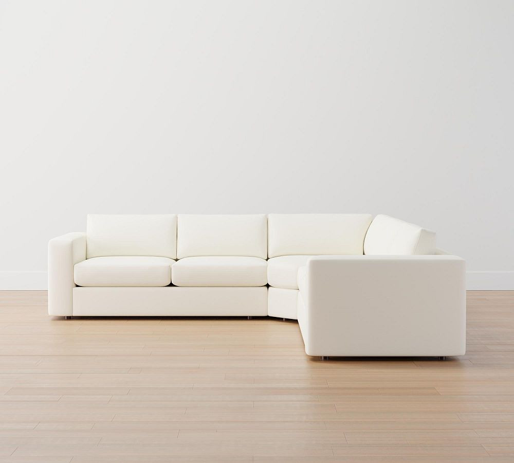 Carmel Square Wide Arm Upholstered 3-Piece L-Shaped Sectional with Wedge | Pottery Barn (US)