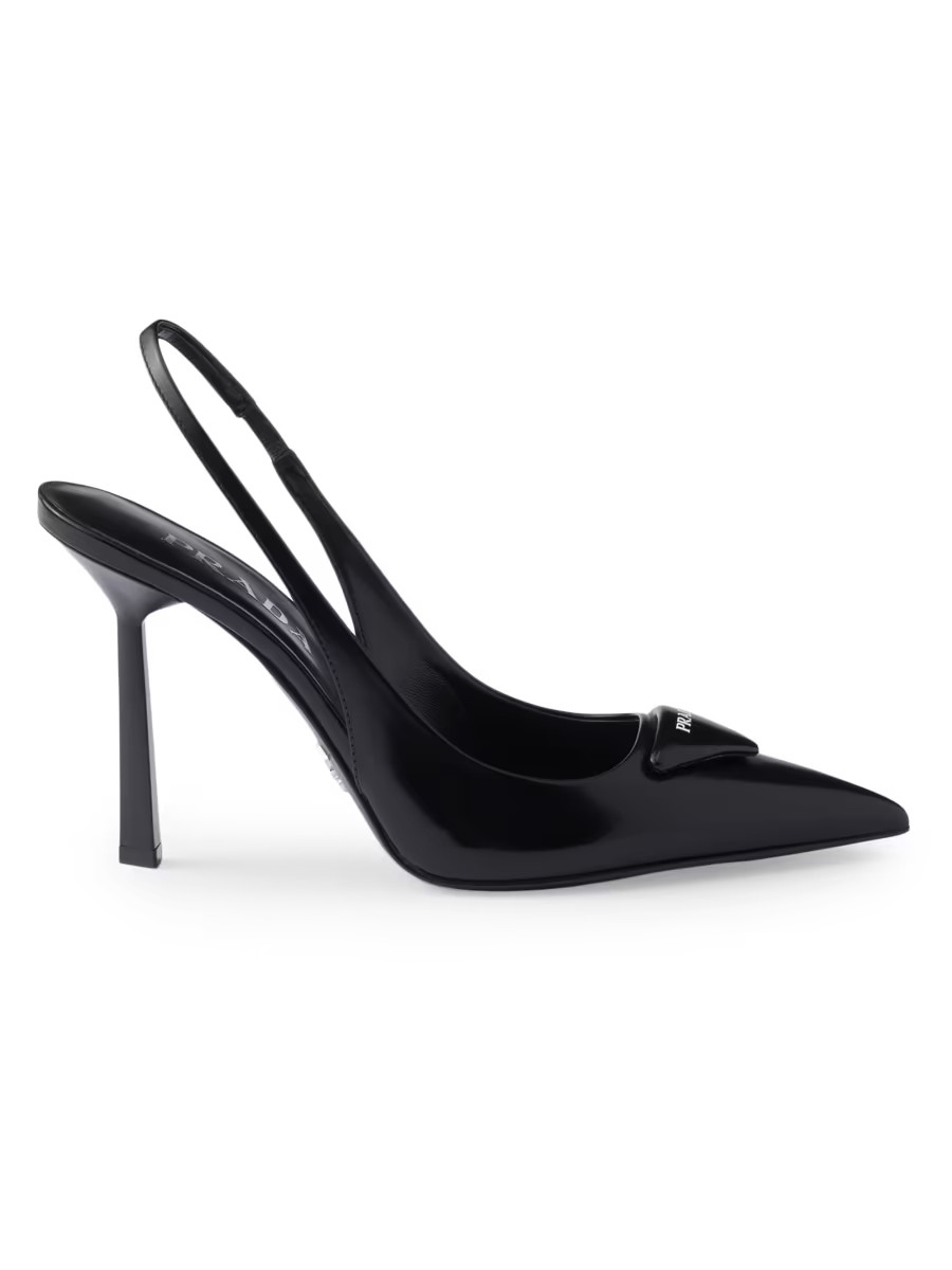Prada Brushed Leather 100MM Slingback Pumps | Saks Fifth Avenue | Saks Fifth Avenue