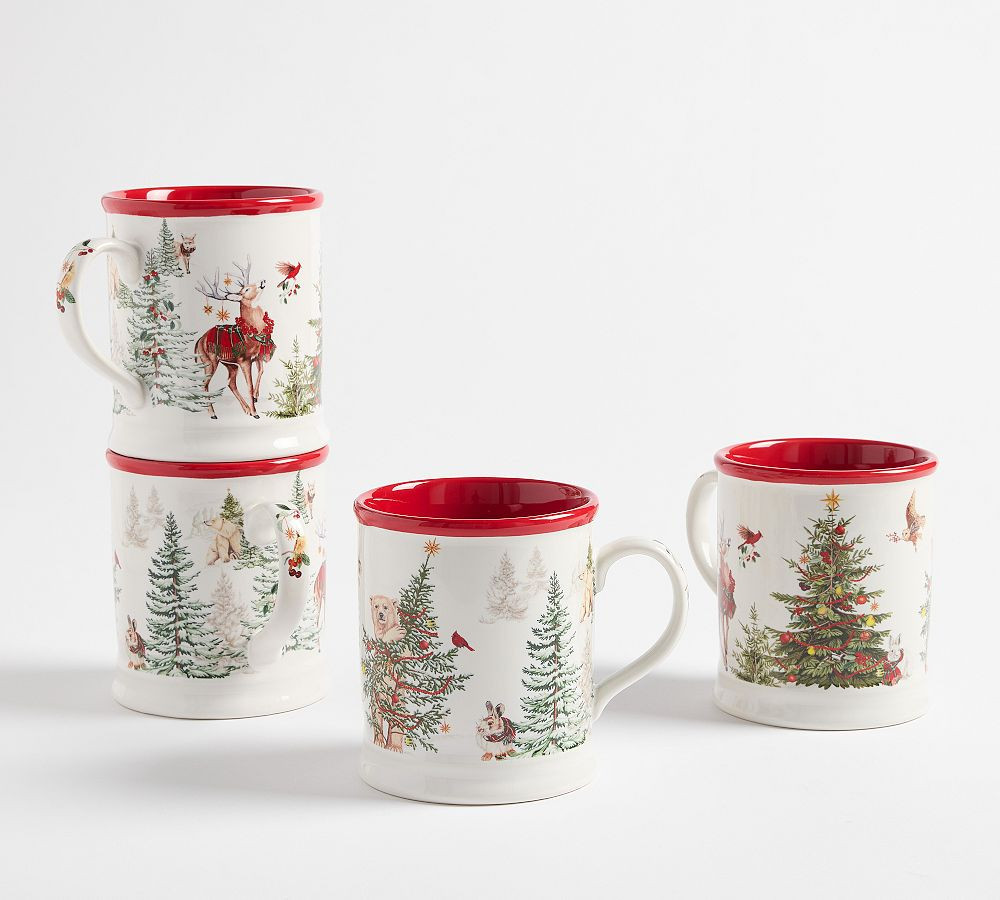 Enchanted Forest Stoneware Mugs, Set of 4 - Multi | Pottery Barn (US)
