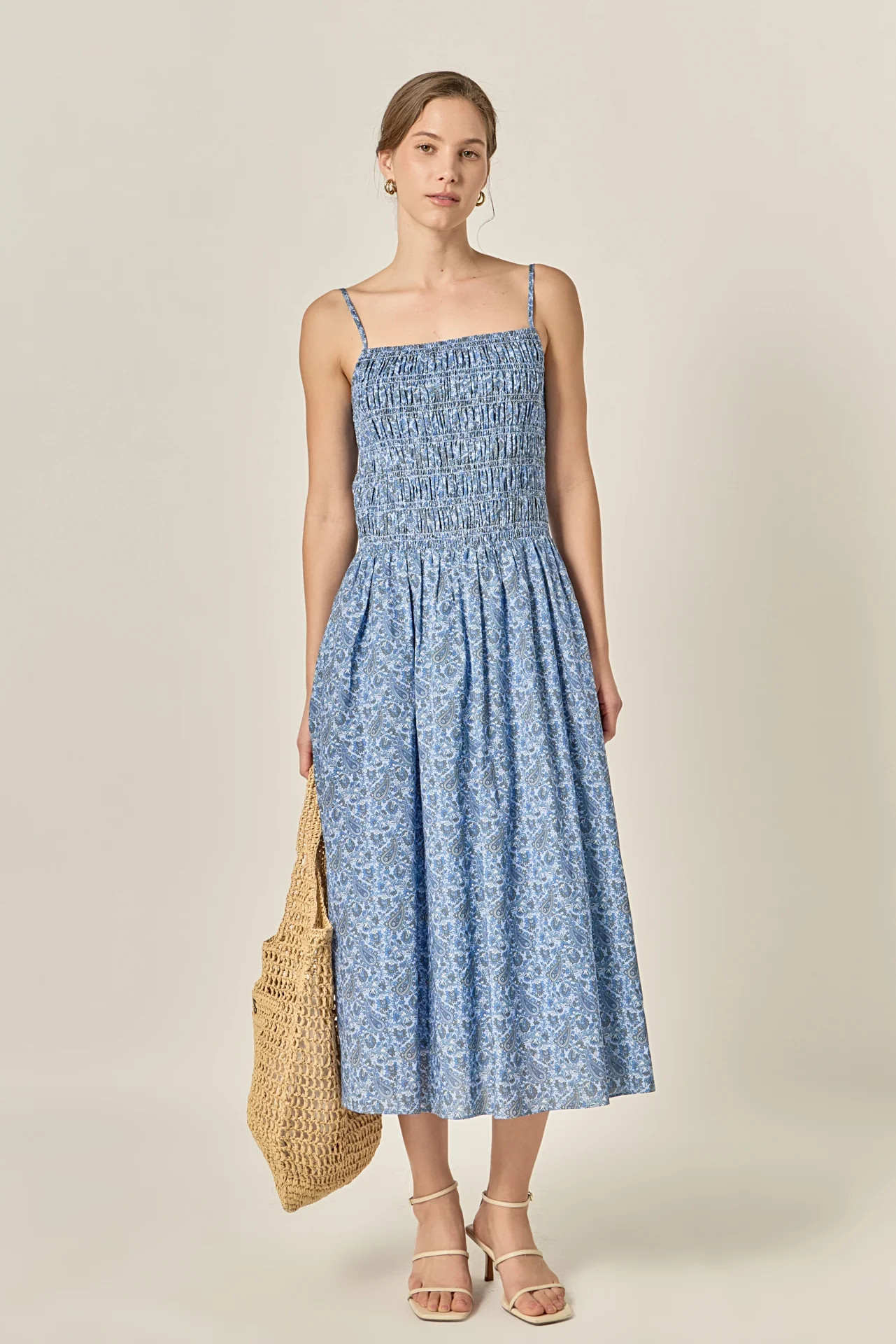 Paisley Smocked Midi Dress | English Factory