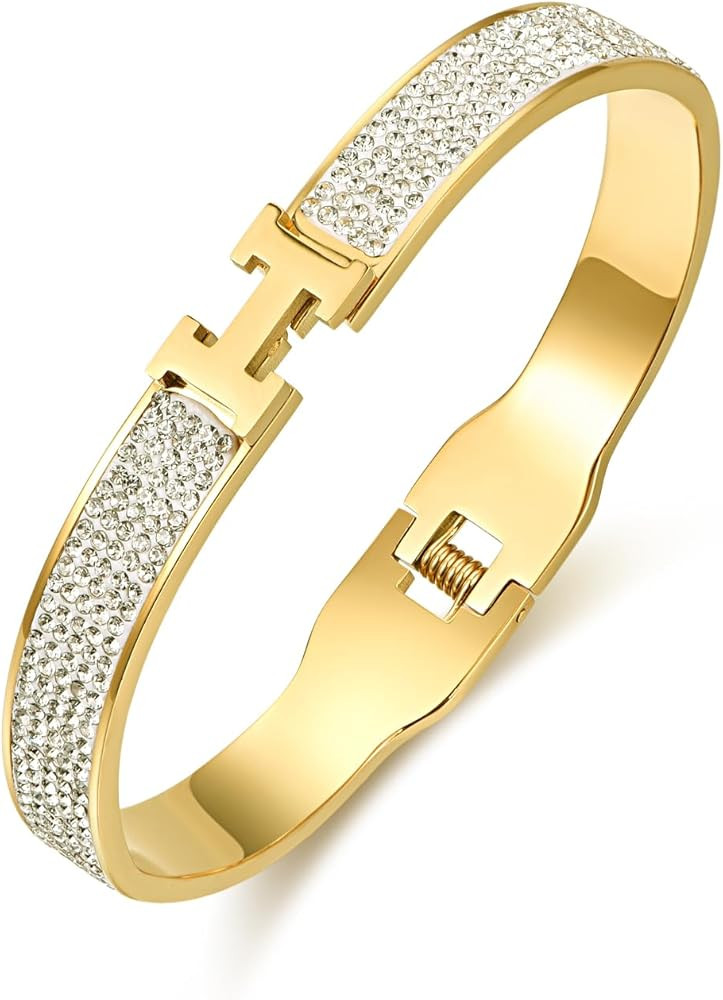 sineed 18K Gold Bracelet for Women Stainless Steel with Cubic Zirconia Simulate Diamond Womens Je... | Amazon (US)