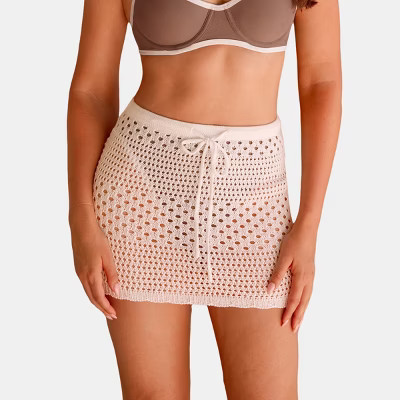 Cupshe Women's Alluring Crochet Mini Skirt Cover Up Skirts with Drawstring-S-White | Target