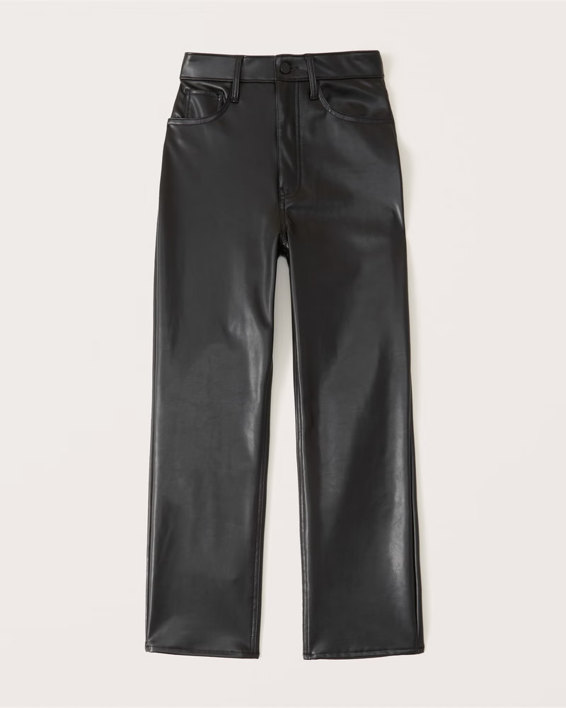 Vegan Leather Ankle Straight Pants | Abercrombie & Fitch (US)