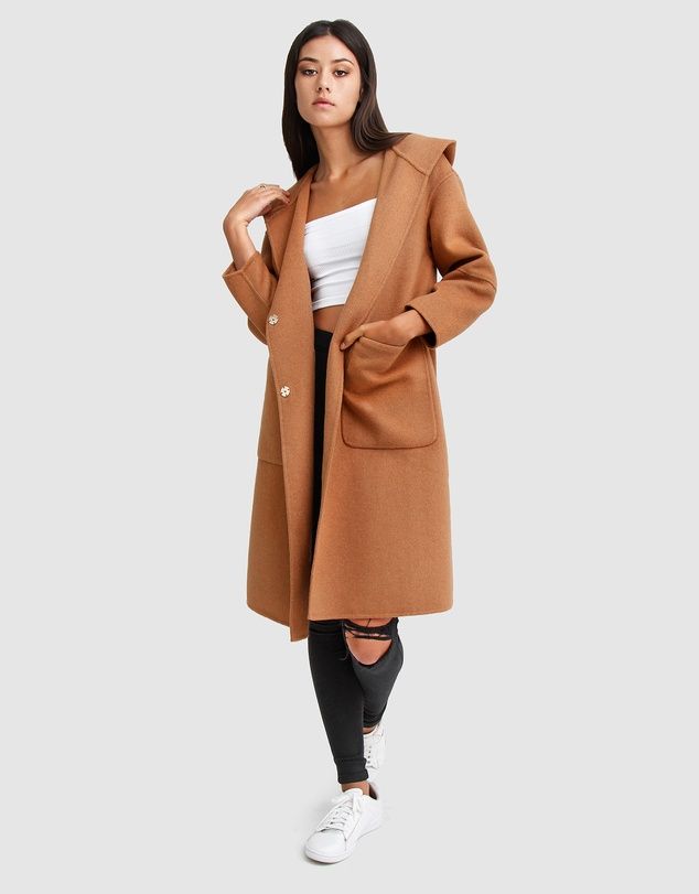 Walk This Way Wool Blend Hooded Coat | THE ICONIC (AU & NZ)
