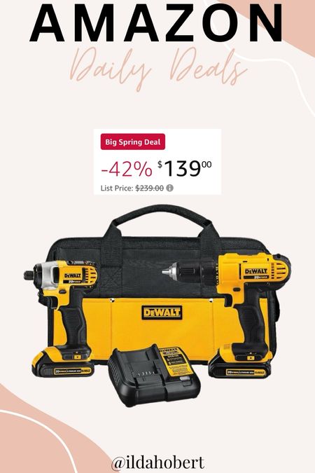 Amazon daily deal - 42% off deWalt drills! 

Husband, gift guide, Amazon deal, Amazon sale, tools, Father’s Day gift,anniversary giftt

#LTKsalealert #LTKmens #LTKhome