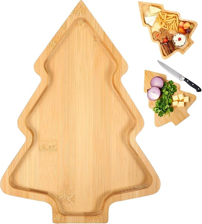 TENDYCOCO Christmas Charcuterie Board Christmas Tree Serving Tray Wood Serving Platter Dishes Che... | Amazon (US)