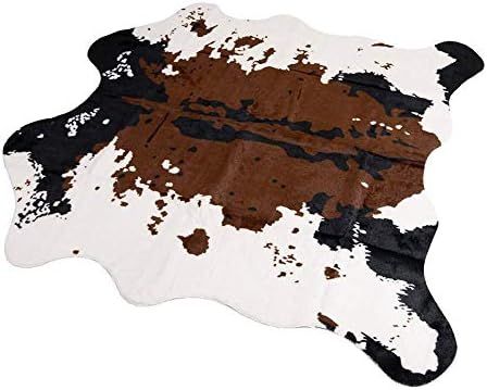 MustMat Brown Cow Print Rug 55.1" W x 62.9" L Faux Cowhide Rugs Cute Animal Printed Carpet for Ho... | Amazon (US)