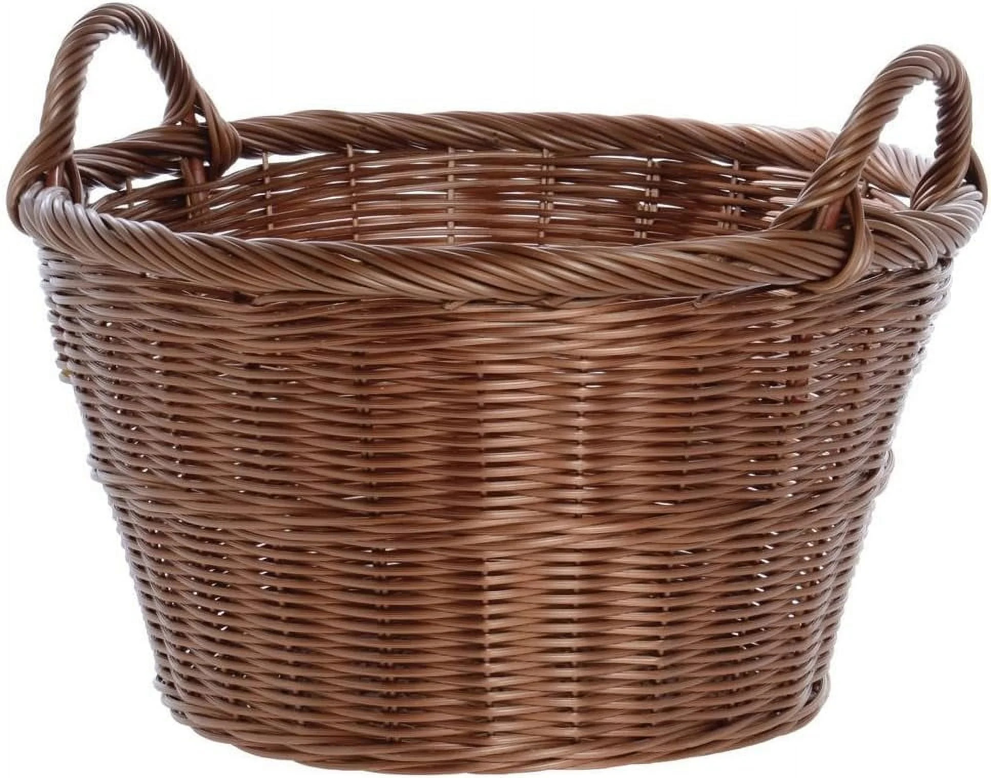 HUBERT Round Storage Basket with Handles, Dark Beige - 18" Dia x 10" H | Walmart (US)