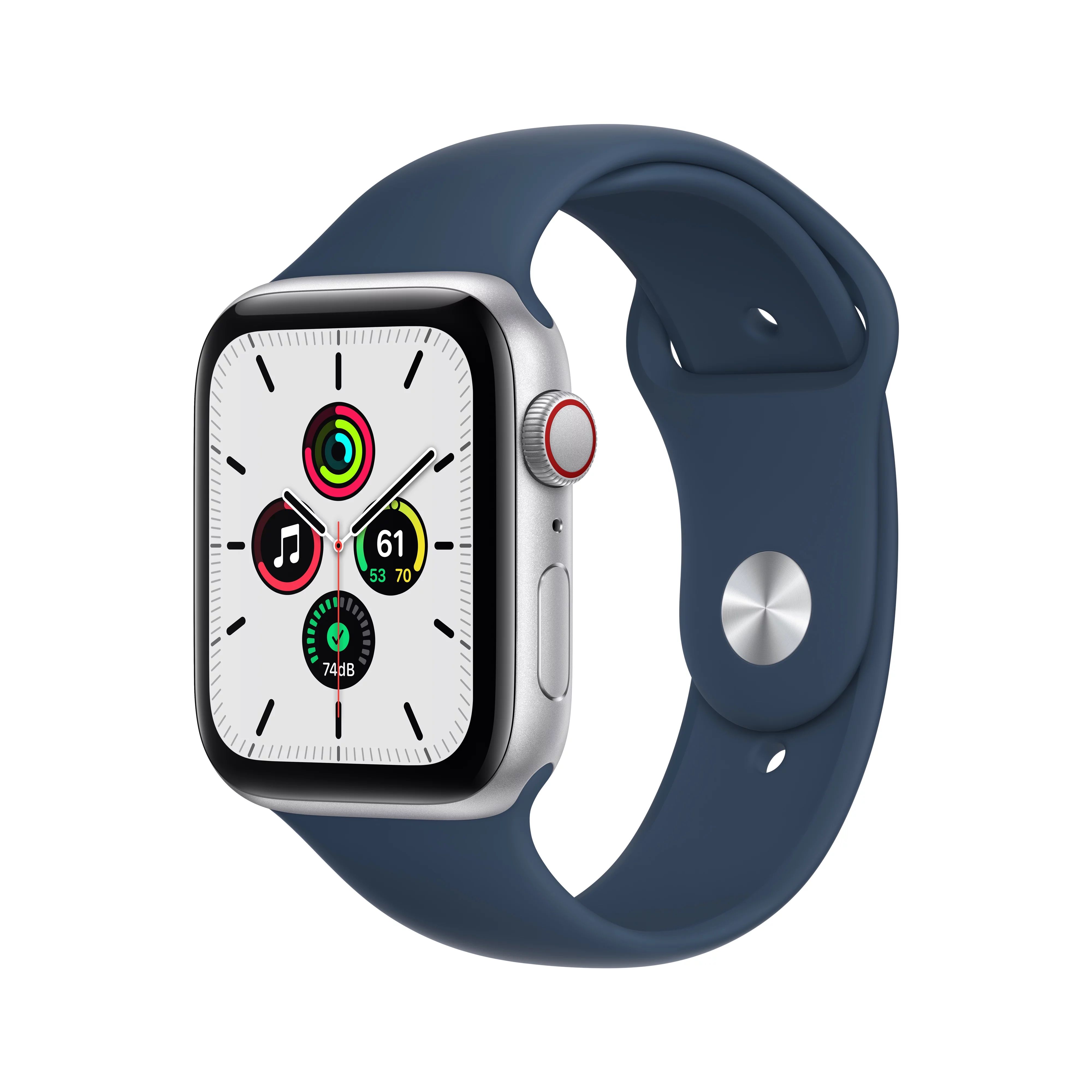 Apple Watch SE (1st Gen) GPS + Cellular 44mm Silver Aluminum Case Abyss Blue Sport Band - Regular... | Walmart (US)