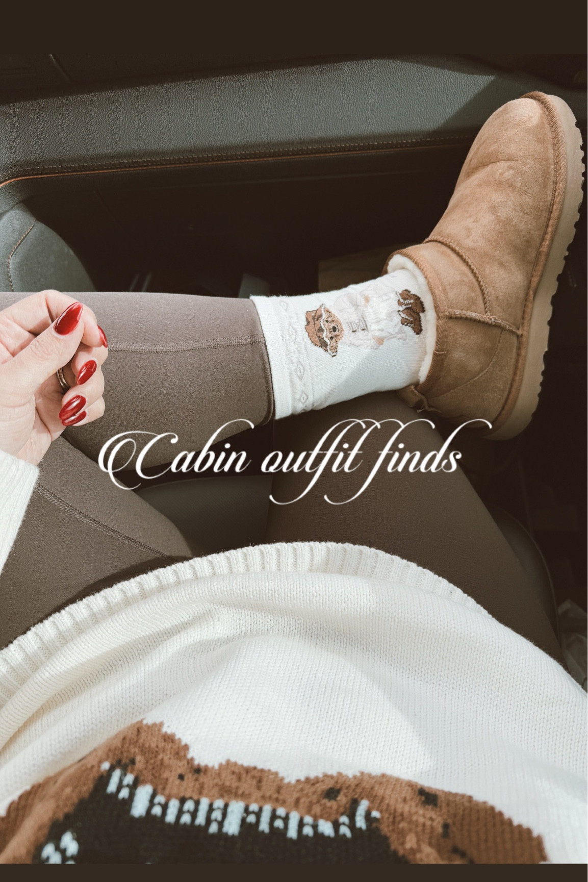 Cabin Outfit Finds 🤎 Teddy Bear Socks - Teddy Bear Sweater - UGG boots 

#LTKMidsize #LTKSeasonal #LTKGiftGuide