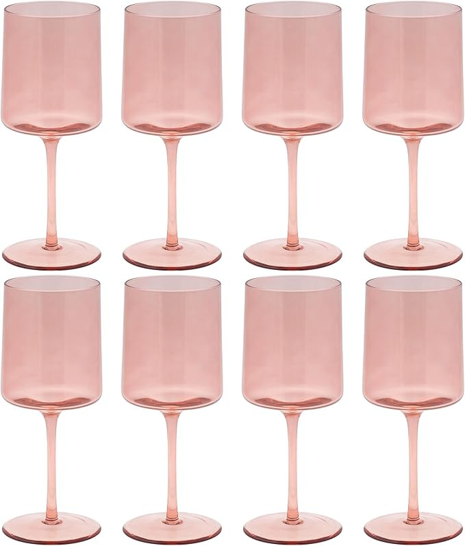 Karma Mid Century Wine Glass Blush Set Of Eight | Amazon (US)