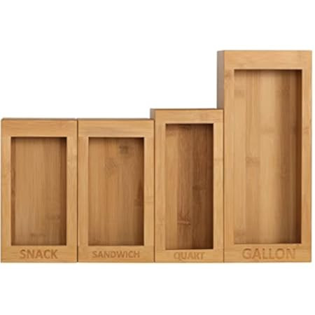 LANDHOME Ziplock Bag Storage Organizer for Drawer - Bamboo Kitchen Food Storage Bag Organizer Holder | Amazon (US)