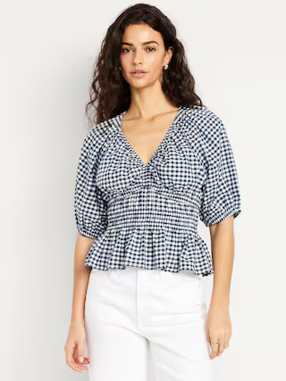 Smocked Gingham Top | Old Navy (US)