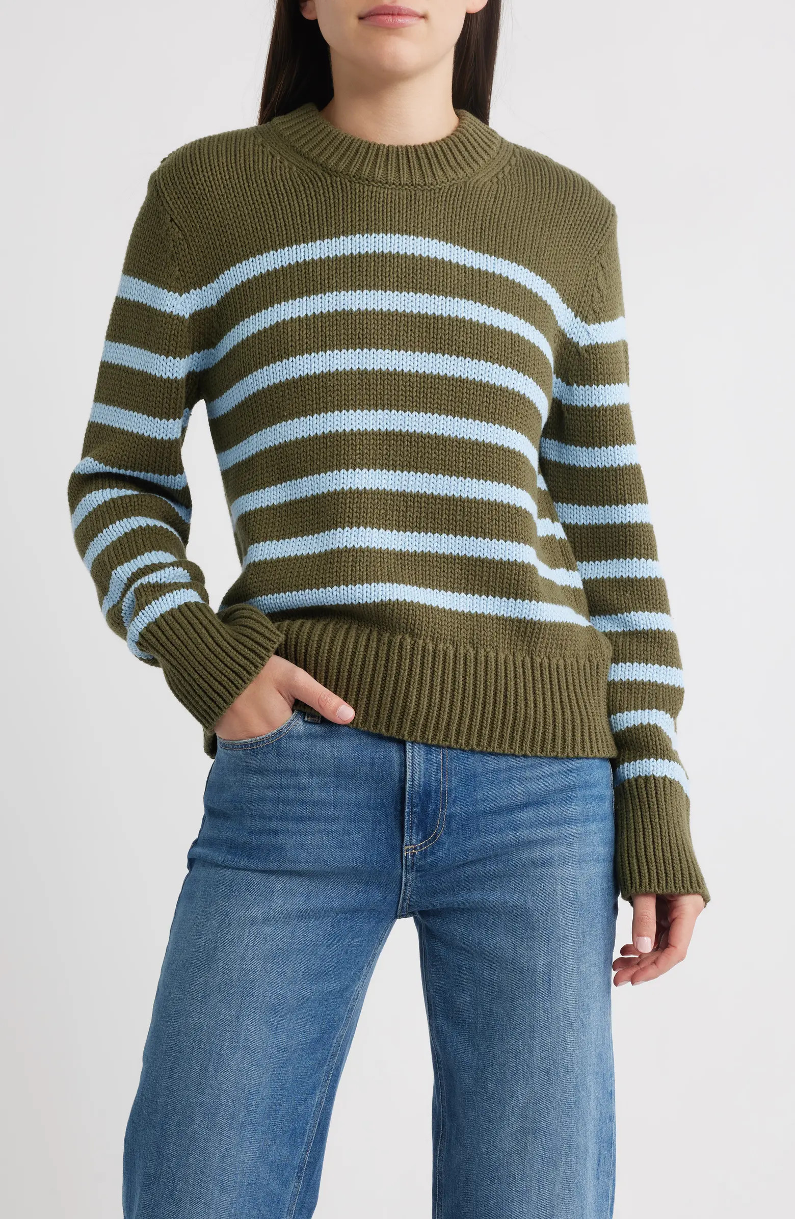 Alise Stripe Cotton Crewneck Sweater | Nordstrom