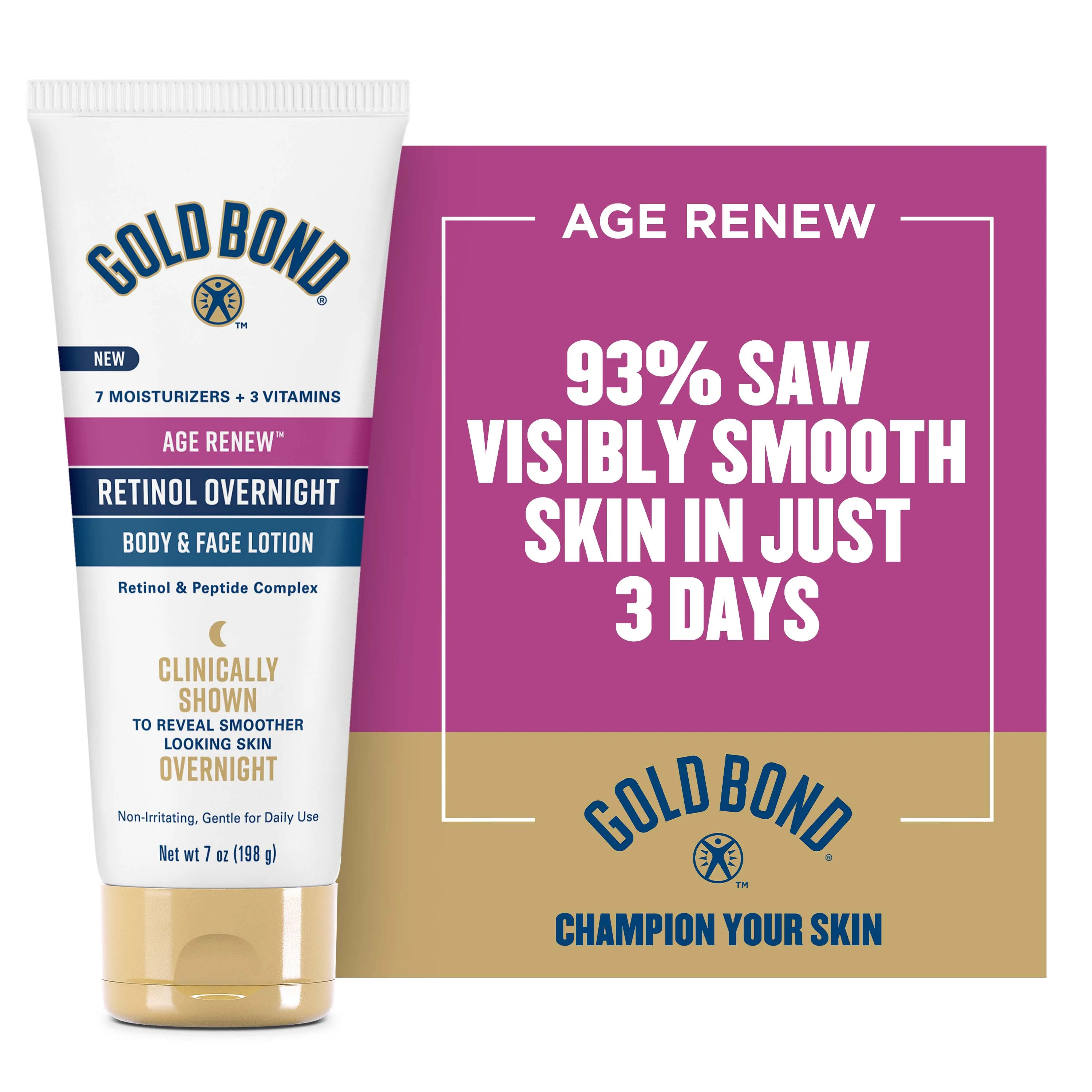 Gold Bond Age Renew Retinol Overnight Body & Face Lotion, 7 oz - Walmart.com | Walmart (US)