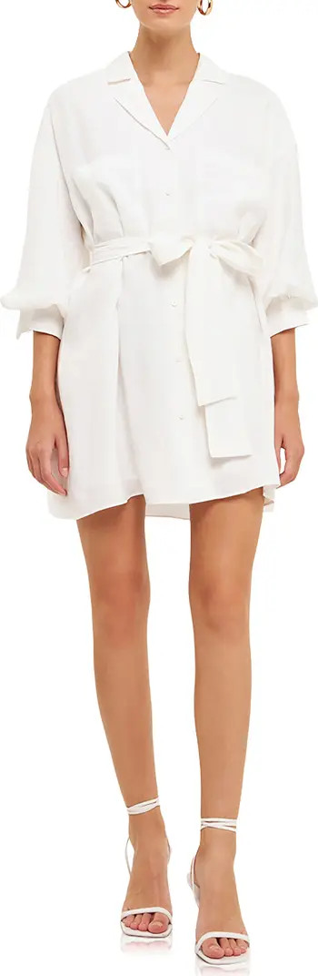 Endless Rose Tie Waist Mini Shirtdress | Nordstrom | Nordstrom