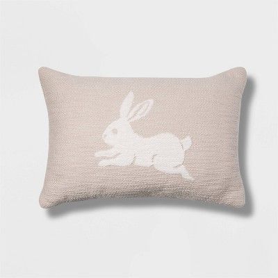 Bunny Lumbar Throw Pillow Neutral - Spritz&#8482; | Target