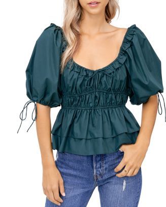 Poplin Puff-Sleeve Top | Bloomingdale's (US)