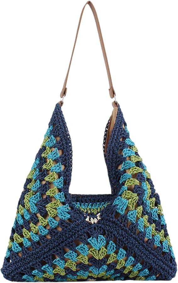 Straw Tote Bags For Women, Vintage Hobo Bag, Designer Large Beach Bag Shoulder Everything Handbag... | Amazon (US)