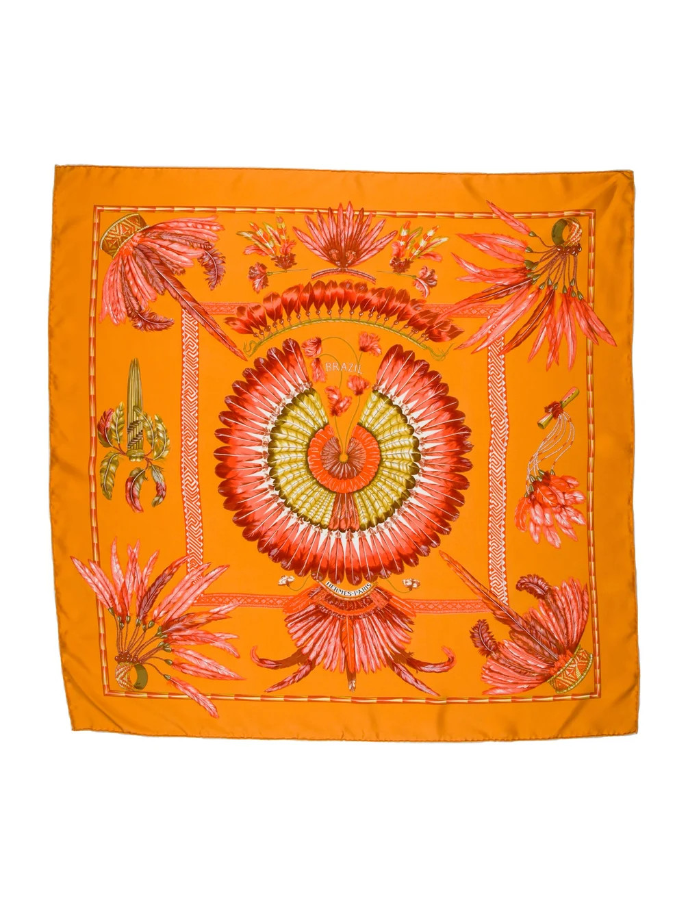 Hermès Brazil Silk Scarf - Orange Scarves and Shawls, Accessories - HER837371 | The RealReal | The RealReal