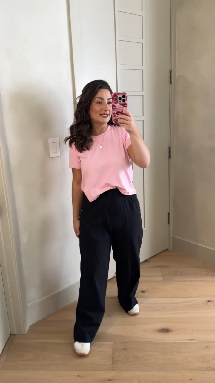 Today’s OOTD! The best tees paired with new wide leg pants from Amazon! 

Size small in both 
5’0” 140lbs 
Petite friendly

#LTKootd #LTKPetite #LTKSaleAlert