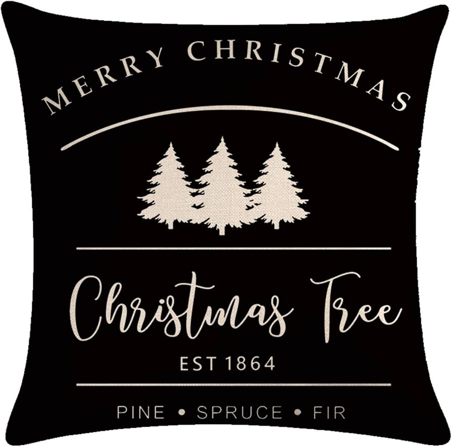Farmhouse Christmas Throw Pillow Covers Farm Fresh Christmas Trees Cushion Cover Merry Christmas ... | Amazon (US)