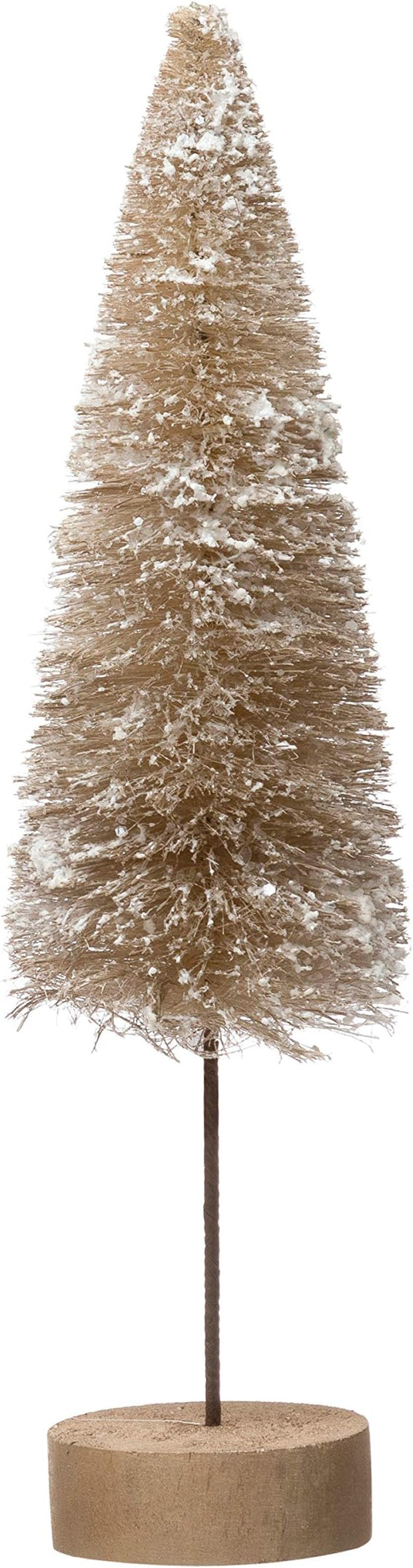 Creative Co-Op 4" Round x 16" H Sisal Bottle Brush Tree w/Faux Snow & Wood Base, Tan Color Figure... | Amazon (US)