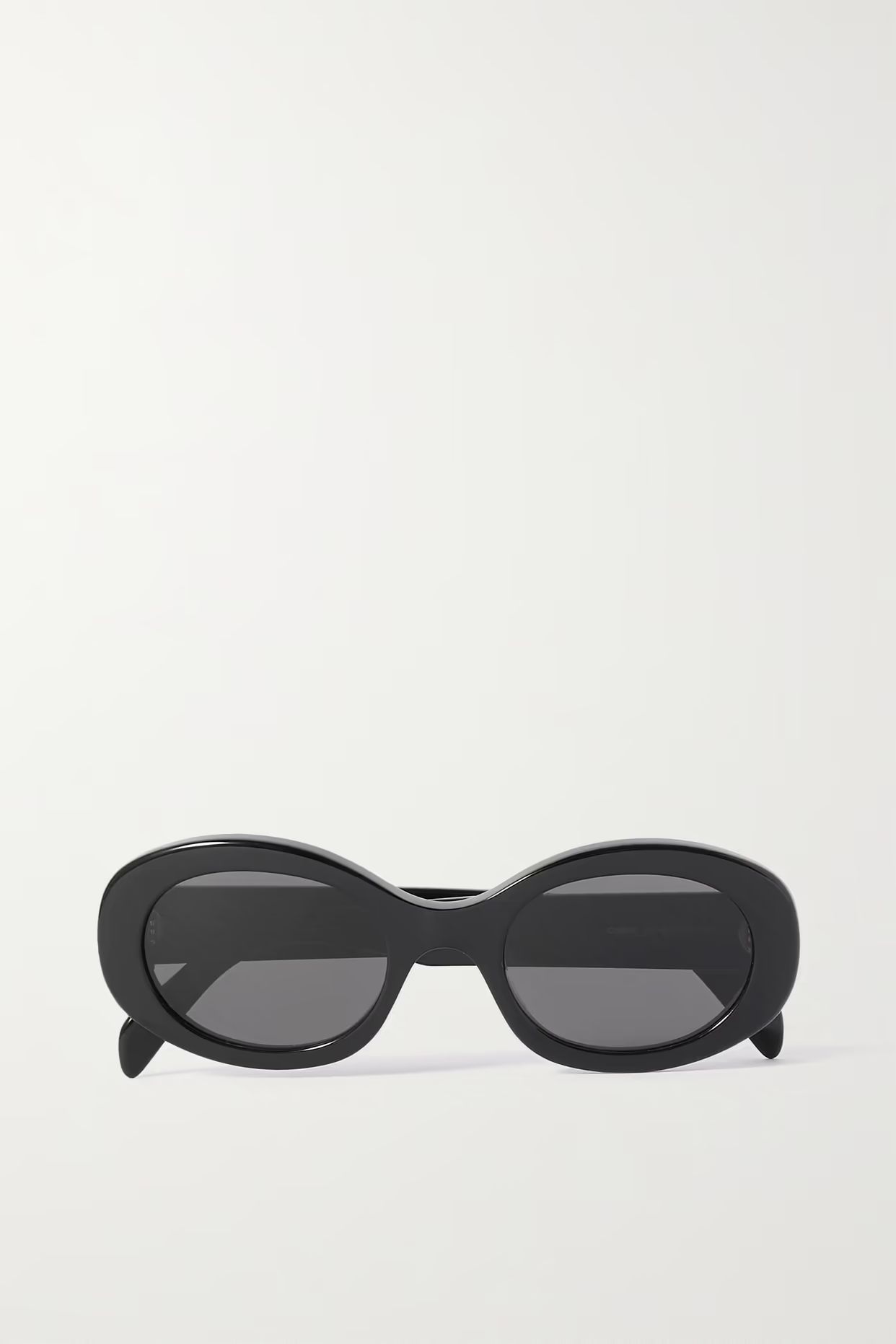 CELINE Eyewear - Triomphe Oval-frame Acetate Sunglasses - Black | NET-A-PORTER (US)