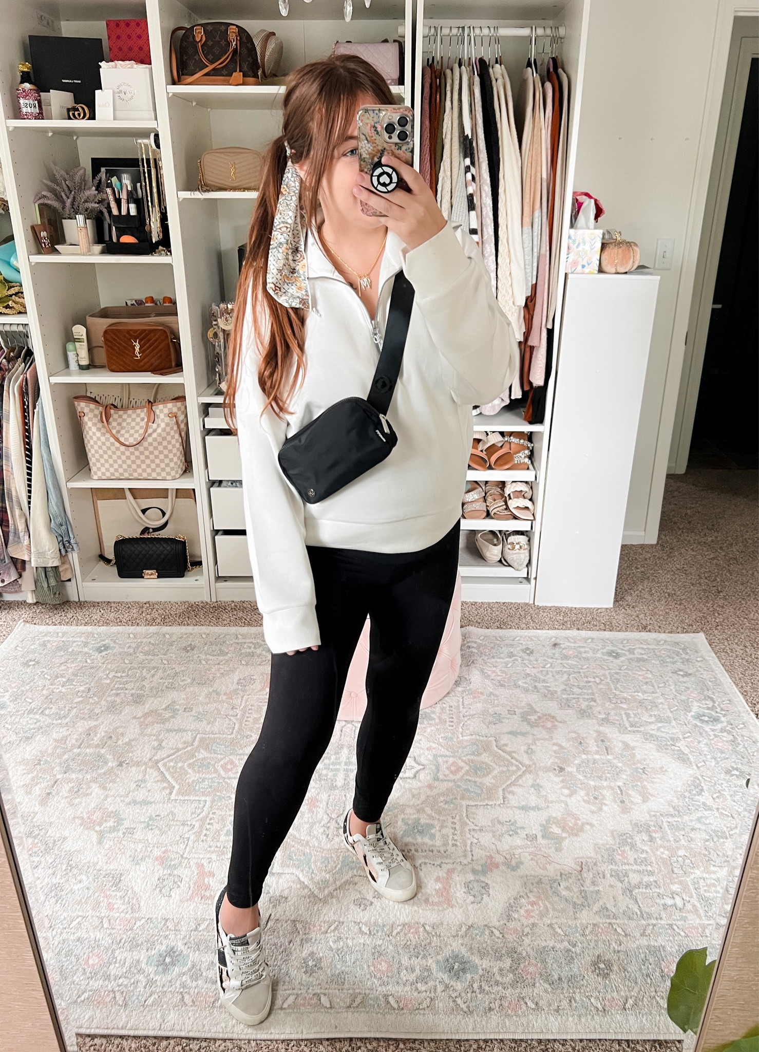 Half zip sweatshirt, airport outfit, travel outfit, belt bag, leggings, sneakers, sweatshirt, travel outfits, airport outfits 

#LTKitbag #LTKunder100 #LTKunder50 #LTKtravel #LTKSeasonal