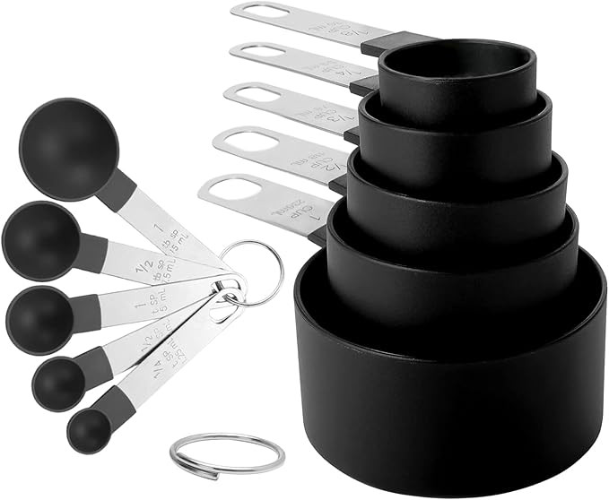 Measuring Cups and Spoons Set, 10-Piece Stackable Kitchen Tools with Stainless Steel Handles, Nes... | Amazon (US)