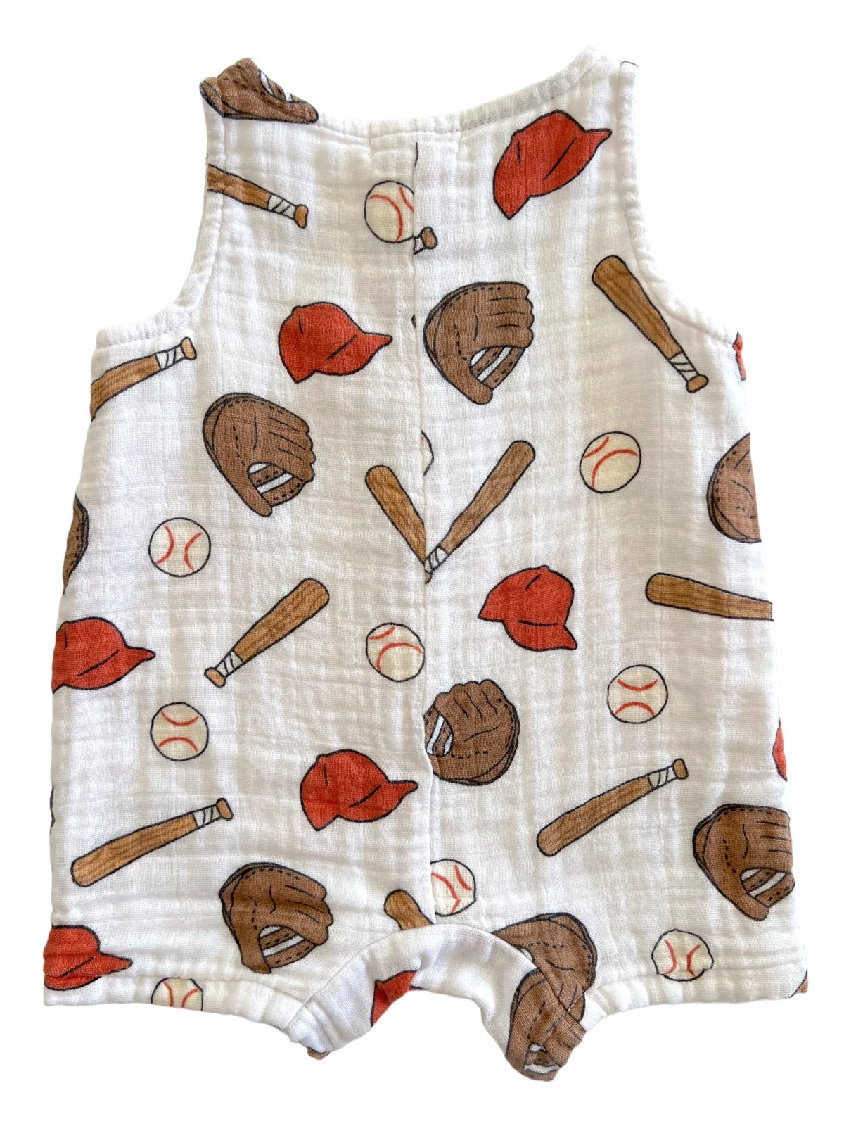 Muslin Shortie Romper, Baseball | SpearmintLOVE
