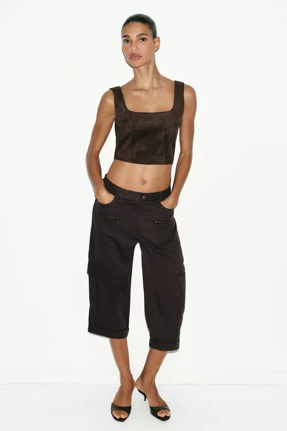 FAUX SUEDE CROP TOP | Zara US