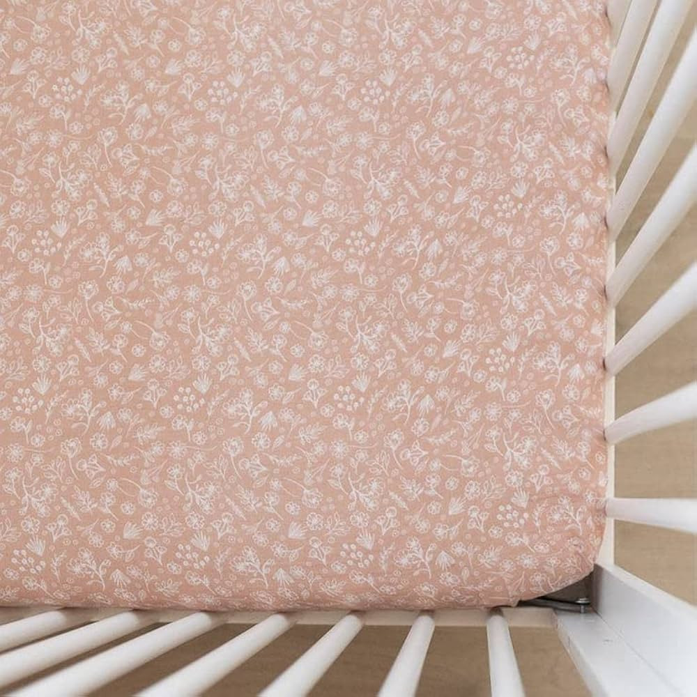 Wildflower Muslin Crib Sheet by Mebie Baby, Soft and Breathable Bed Sheets for Babies, Modern Neu... | Amazon (US)