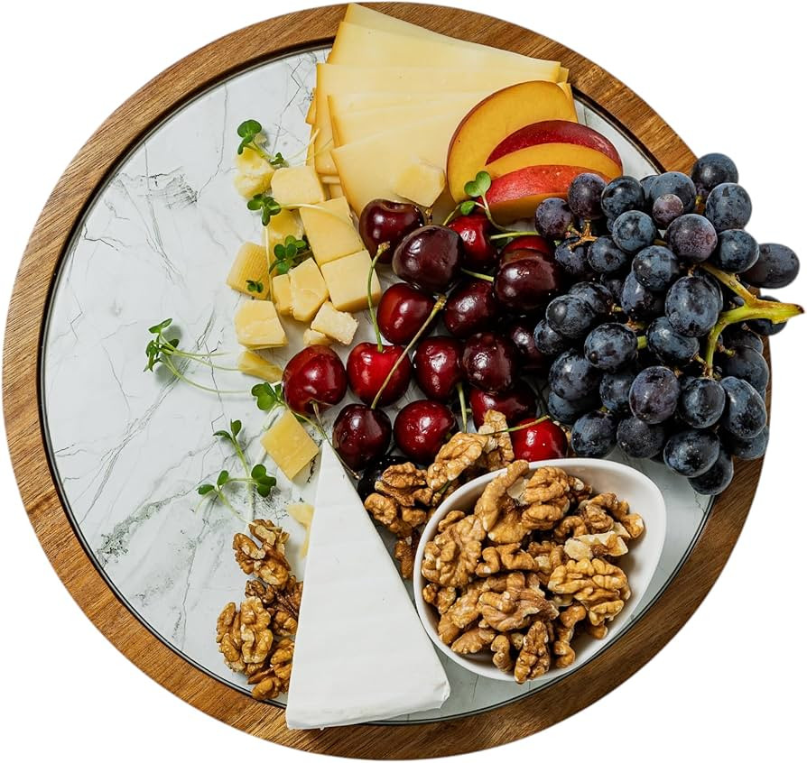 Rickby, 12" Premium Acacia Wood Lazy Susan Turntable for Table Top with Removable Marble Texture ... | Amazon (US)