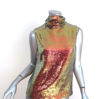 LAPOINTE Iridescent Sequin Draped Neck Tank Top Multicolor Size 4  | eBay | eBay US