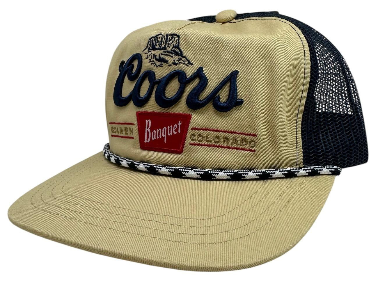 Coors Banquet Beer Men's Trucker Hat Embroidered Golden Colorado Snapback Cap (Washed Tan/Navy) | Walmart (US)