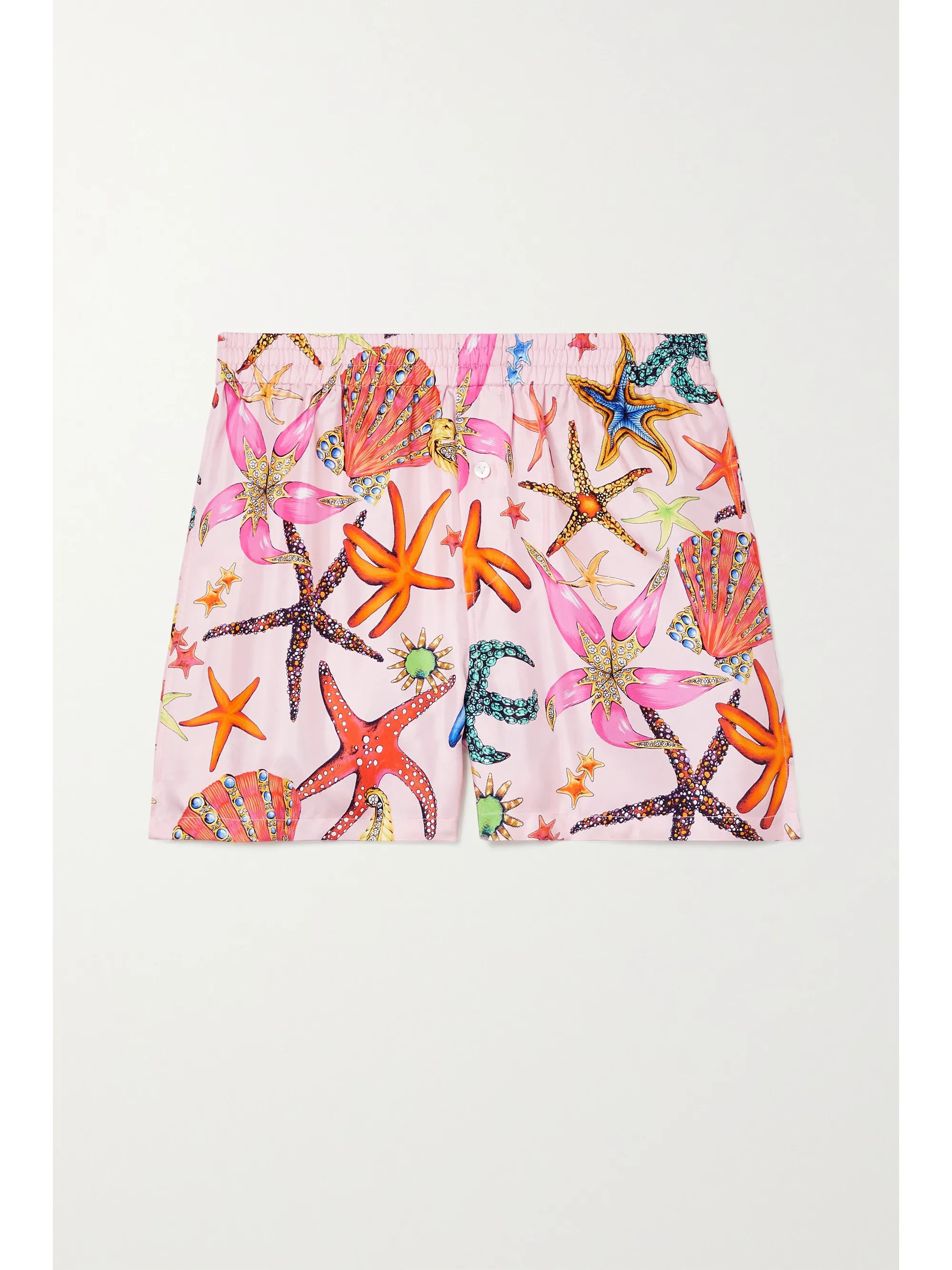 Pink Printed silk-twill pajama shorts | Versace | NET-A-PORTER | NET-A-PORTER (US)
