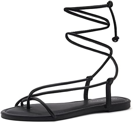 Shoe Land Women’s Flat Sandals – Comfortable Lace-Up Gladiator Sandals with Adjustable Ankle ... | Amazon (US)