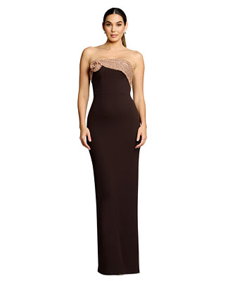 Women's Strapless Rosette-Knot-Draped-Overlay Dress | Macy's