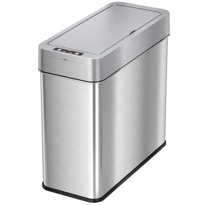iTouchless Bathroom Sensor Trash Can with AbsorbX Odor Filter Left Side Lid Open Rectangular 4 Gallon Silver Stainless Steel | Target