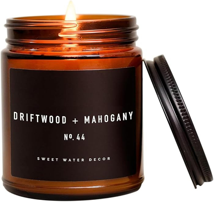 Sweet Water Decor Driftwood and Mahogany Candle - Mahogany, Lavender, Wood, and Geramium Scented ... | Amazon (US)