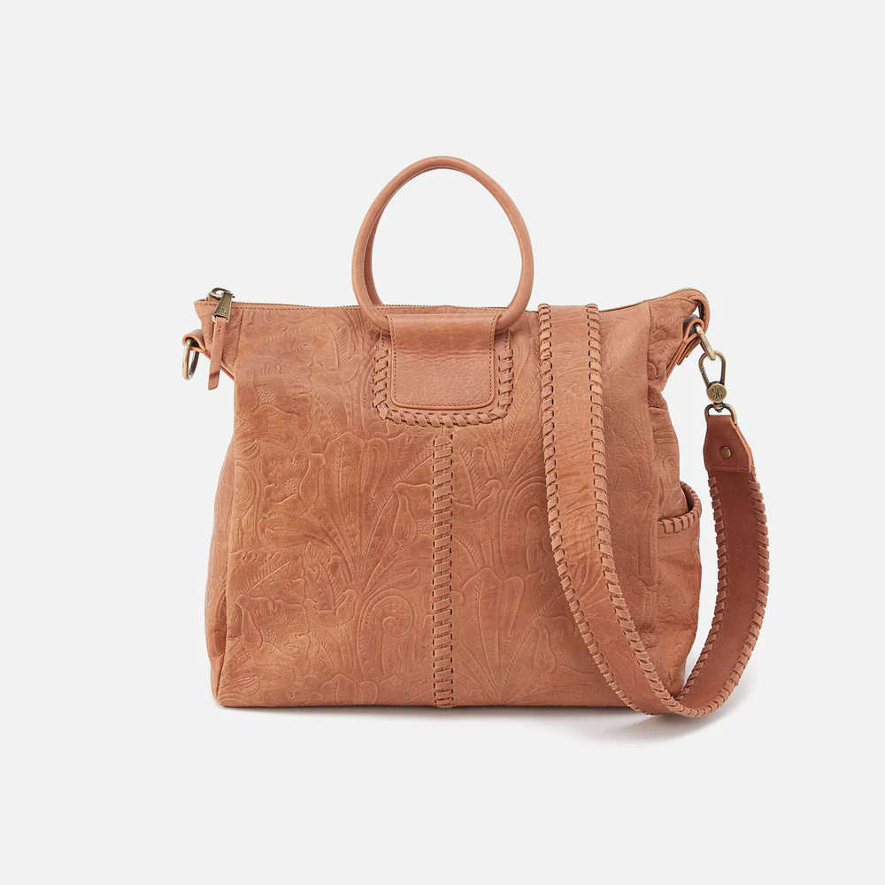 Sheila Large Satchel In Tooled Embossed Leather - Saddle Tooled Emboss | HOBO Bags