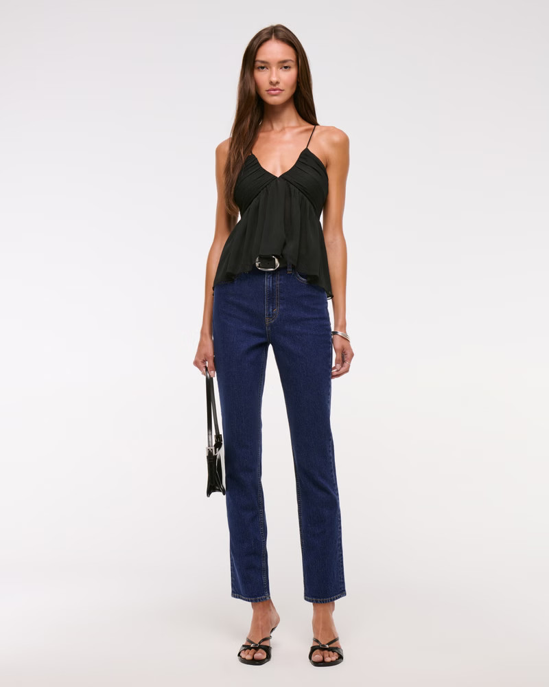 Ultra High Rise Ankle Straight Jean | Abercrombie & Fitch (US)